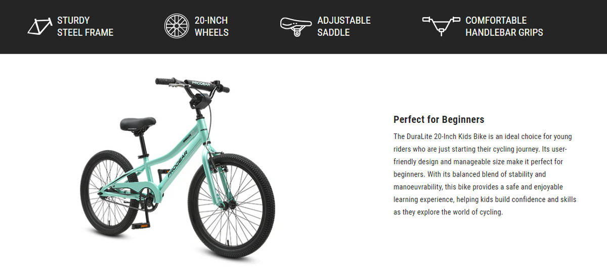 Light blue 20-inch kids' bike for beginners